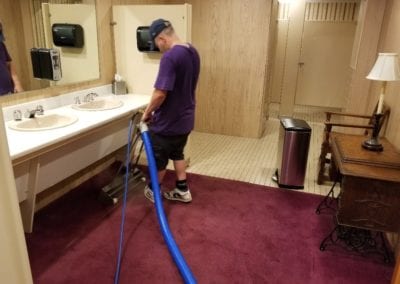 residential carpet cleaning in a bathroom